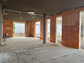 Innenansicht des Zubau-Rohbaus.